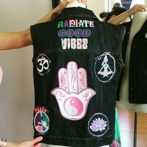 Embroidered Embellished Denim Vest